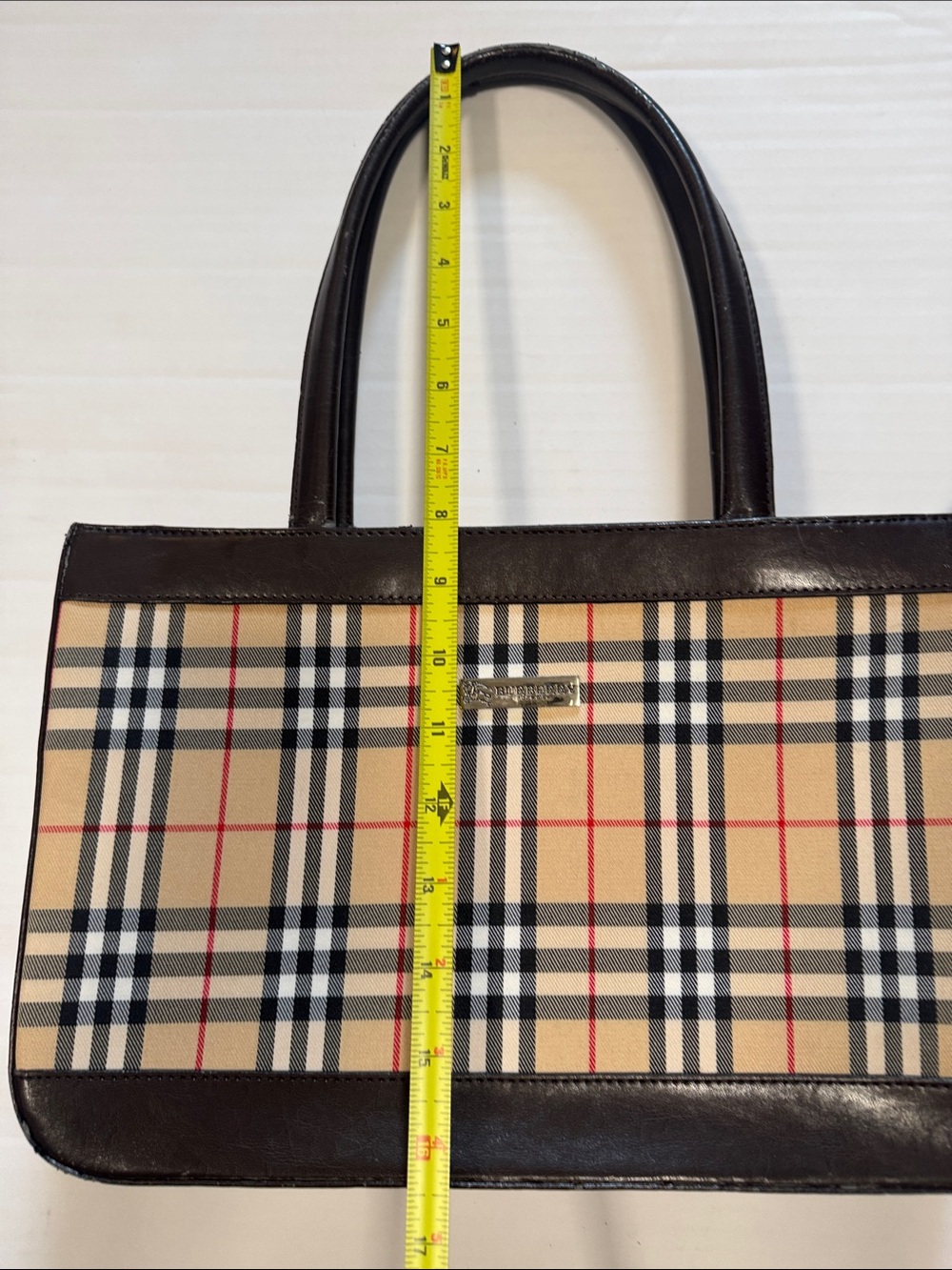 Burberry Beige Check Canvas Tote with Dark Brown Trim - Picture 10 of 10